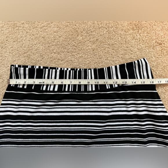 Womens Striped Maxi Skirt XL Black White Stripe Y2K Mall Goth Witchy Stretchy - Picture 3 of 5